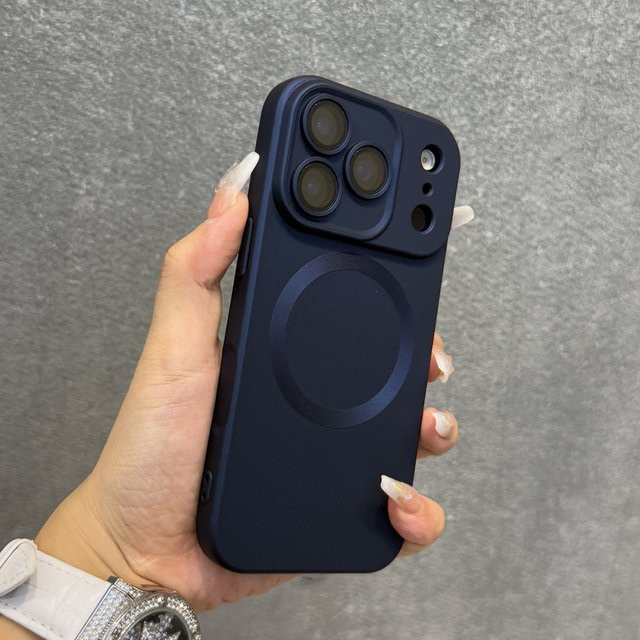 VRNOEI Magnetische Handyhülle mit Linsenschutz und stoßfester Abdeckung für iPhone, Mattes Metallic-Glanz, Blau oder Grün - Bild 1