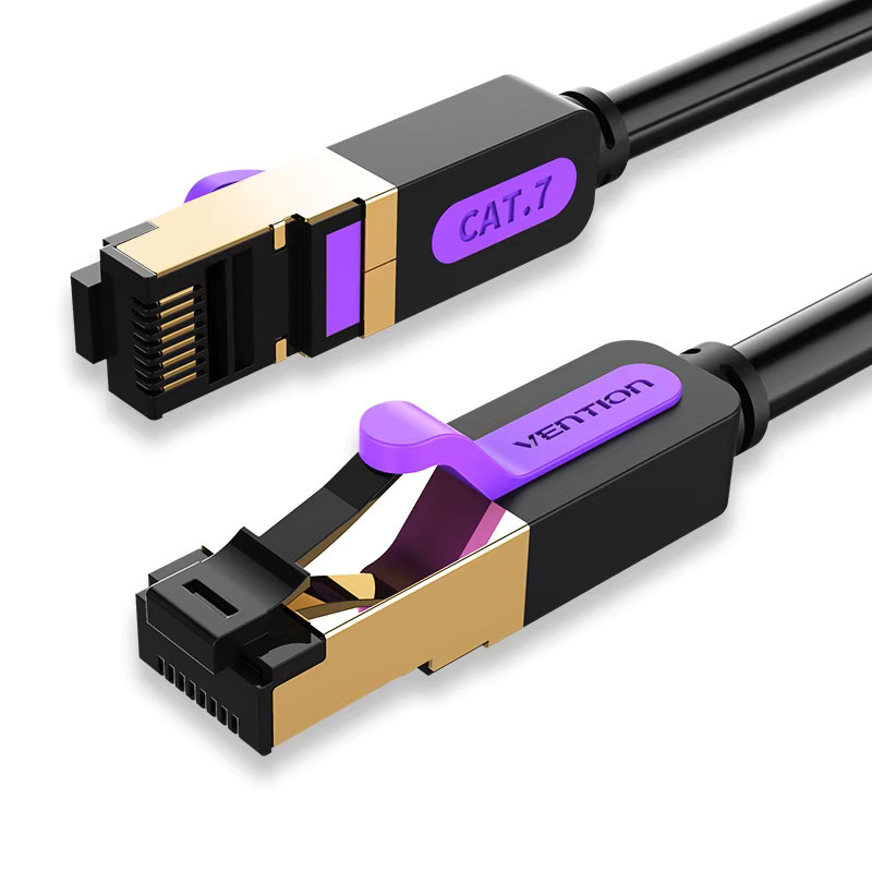 Vention Cat7 Ethernet LAN Kabel Schwarz mit RJ45 Stecker für High Speed Gigabit 10 Gbit/s Netzwerkverbindung - Bild 5