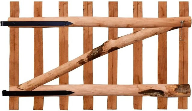 vidaXL Einflügeliges Zauntor aus Haselnussholz in Braun, Breite: 100 cm, Höhe: 60 cm - Bild 1