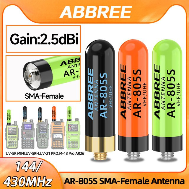 ABBREE AR-805S Mini Walkie-Talkie Dualband Hochleistungsantenne mit SMA-Buchse in Schwarz für Baofeng BF-888S UV-5R UV-21 PRO Amateurfunk - Bild 1