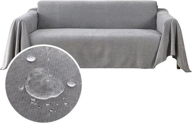 Wasserdichte Sofadecke aus Polyester in Grau, Staubdichte Sofabezug für Wohnzimmer und Schlafzimmer, B/B: 90 x 180 cm - Bild 1