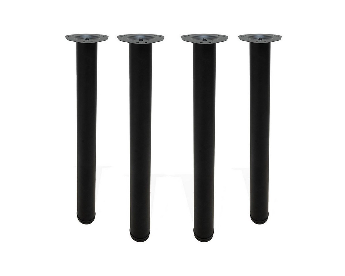 MS Beschläge Tischbein 4er Set Schwarz matt höhenverstellbar Metall Ø 60 mm Höhe: 710 mm - Bild 1