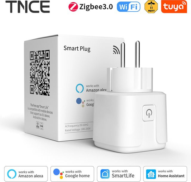 TNCE Tuya Smart Plug WiFi/Zigbee 3.0 mit Power Monitor, 16A/20A, Farbe: Weiß, kompatibel mit Alexa und Google Home via Smart Life App - Bild 1