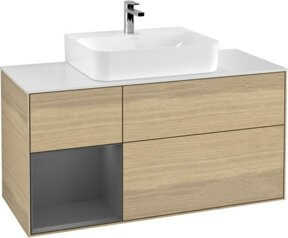 V&B Waschtischunterschrank Finion in Anthrazit mit Eichenoptik, Breite: 120 cm, Tiefe: 50,1 cm, Höhe: 50,1 cm - Bild 1