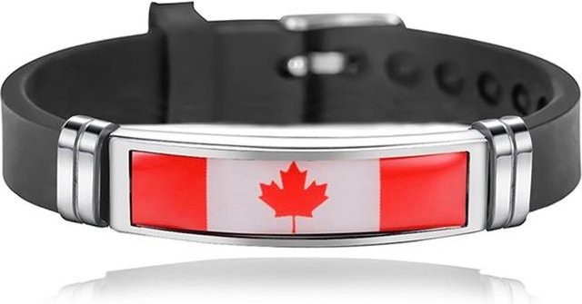 Armband Silikon, Nationalflaggen USA Frankreich Kanada, Schwarz, Unisex - Bild 1