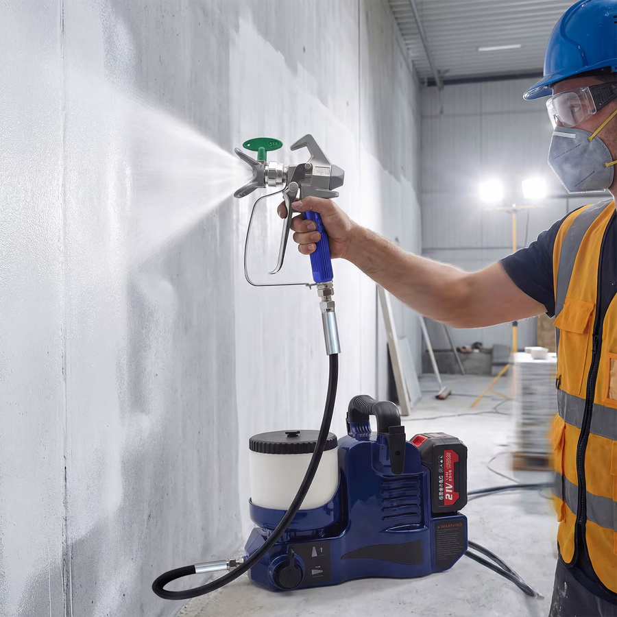 Podofo Hochdruck-Airless-Spritzgerät 21V, kabelloser elektrischer Airless-Farbsprüher mit bürstenlosem Motor und Makita-Akku-Schnittstelle, Blau, 1,7 l - Bild 2