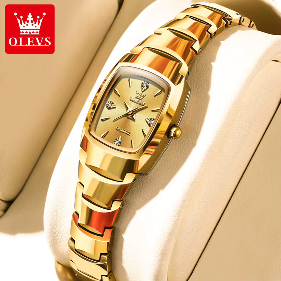 OLEVS Armbanduhr Quarz, Tonneau, Gold, Edelstahl, Damen - Bild 2