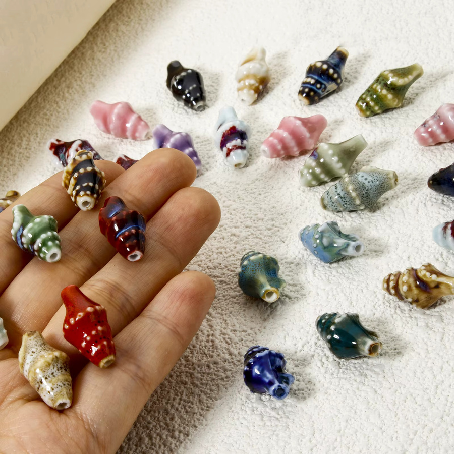 DoreenBeads Schmuckperlen Keramik, 3D-Muschel-Stil, Seeschnecke, 20 x 11 mm - Bild 3