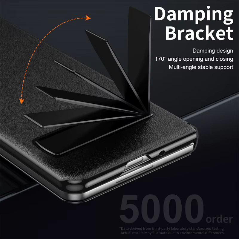 Elegante Leder-Magnet-Schutzhülle für Samsung Galaxy Z Fold 8 7 6 5 4 mit verstellbarem Legierungsständer in Schwarz oder Weiß - Bild 3