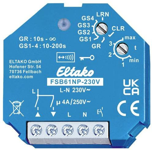 Eltako Funk Jalousie- und Rollladenaktor FSB61NP-230V zur Unterputz-Montage in Blau - Bild 1