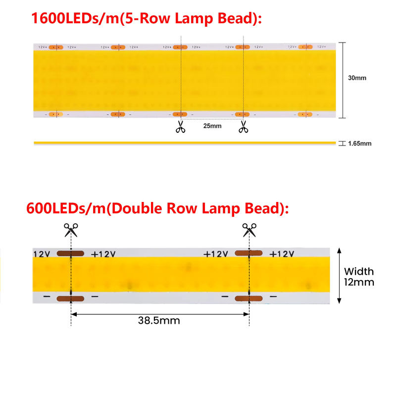 GAHADA COB-LED-Streifen warmweiß, ultrahell mit 1600 LEDs/m, selbstklebend, 12 V 24 V - Bild 2
