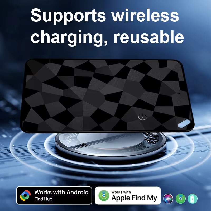 Smarter Wallet-Tracker-Karten-Set in Schwarz – Wiederaufladbarer Dual-System-Gegenstandfinder kompatibel mit Apple Find My und der iOS Find Hub Device App - Bild 5