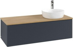 V&B Antao Waschtischunterschrank mit Frontstruktur und LED-Beleuchtung, Farbe Eiche Honig braun, Wandmontage, B/T/H: 120 x 50 x 36 cm - Bild 1
