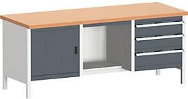 Kastenwerkbank 2078-2.8 in Anthrazitgrau mit Holzoberfläche, B/T/H: 200 x 75 x 84 cm - Bild 1