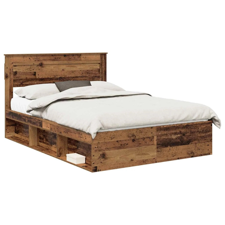 vidaXL Bettrahmen aus massivem Kiefernholz in Braun, B/T/H: 140 x 190 x 143 cm - Bild 2