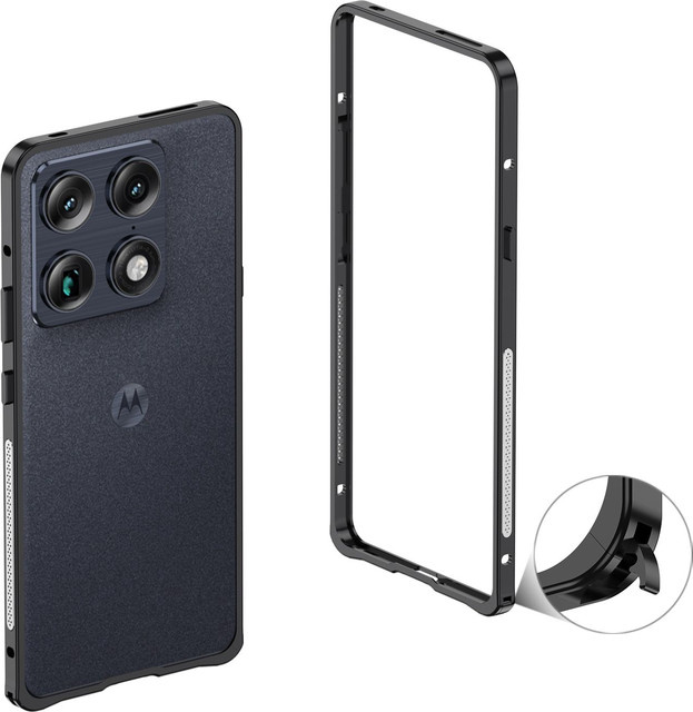 Luxuriöse Motorola Signature Schutzhülle aus Aluminiumlegierung in Schwarz oder Silber, stoßfest mit Soft-Touch-Oberfläche - Bild 1