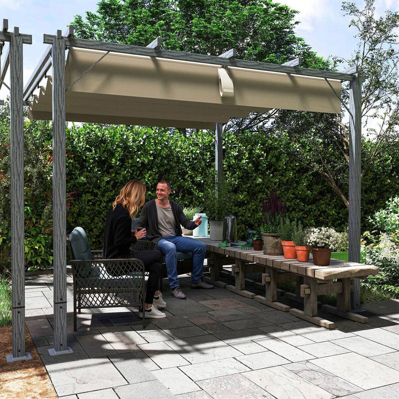 Outsunny Pergola aus Aluminium in Grau mit B/H/L: 296 x 232 x 299 cm - Bild 6