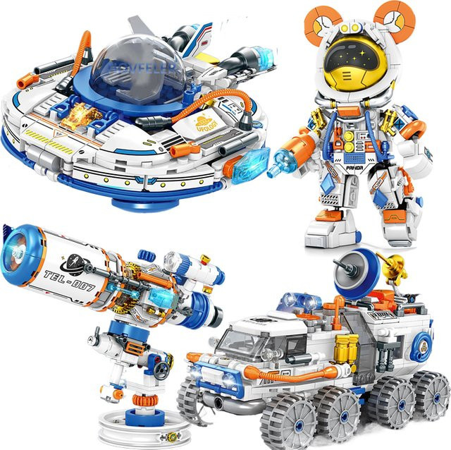 HOVFELER Astronaut City Shuttle Satellitenrakete, Bausteine, Weltraum, Bunt / Mehrfarbig - Bild 1