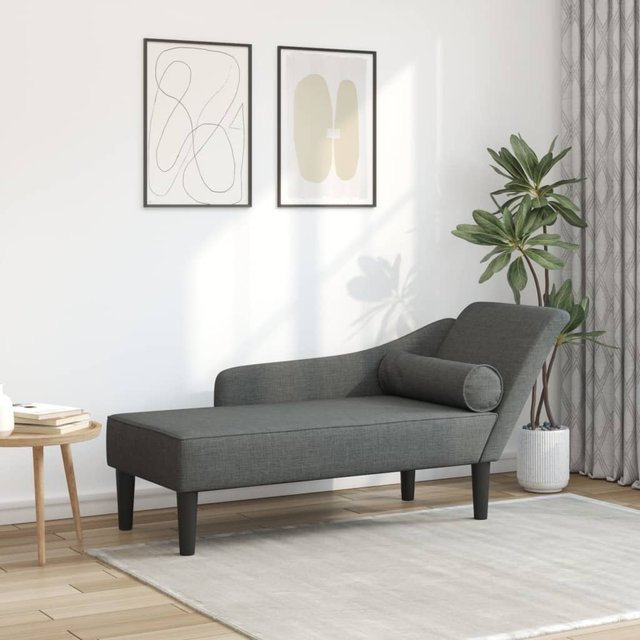 vidaXL Chaiselongue modern in Grau mit Kissen und Holzrahmen, B/T/H: 141,0 x 55,5 x 66,5 cm - Bild 2