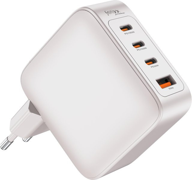 Felixx 100W GaN PD Reiselader mit USB-A und 3 USB-C Anschlüssen in Weiß - Bild 1