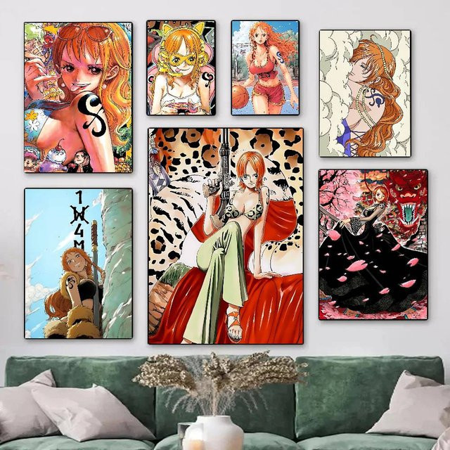 One Piece Nami Manga Poster Vintage Wandkunst Dekoration in Mehrfarbig - Bild 1