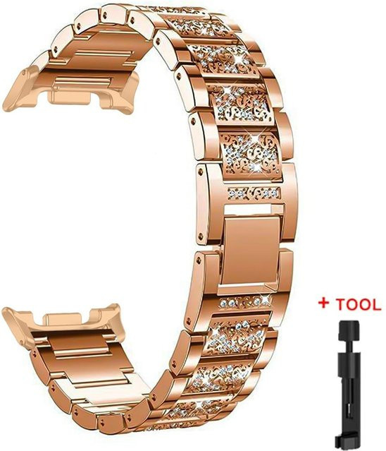 CAOWTAN Uhrenarmband Edelstahl, Diamant, Zirkonia, Roségold, Damen - Bild 1