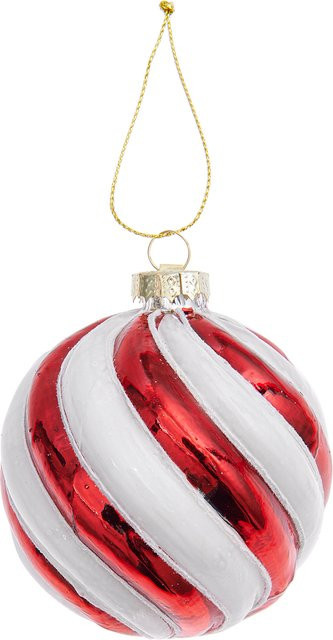 Rico Design Weihnachtliche Glaskugel Baumschmuck rot-weiß, Durchmesser: 8 cm - Bild 1