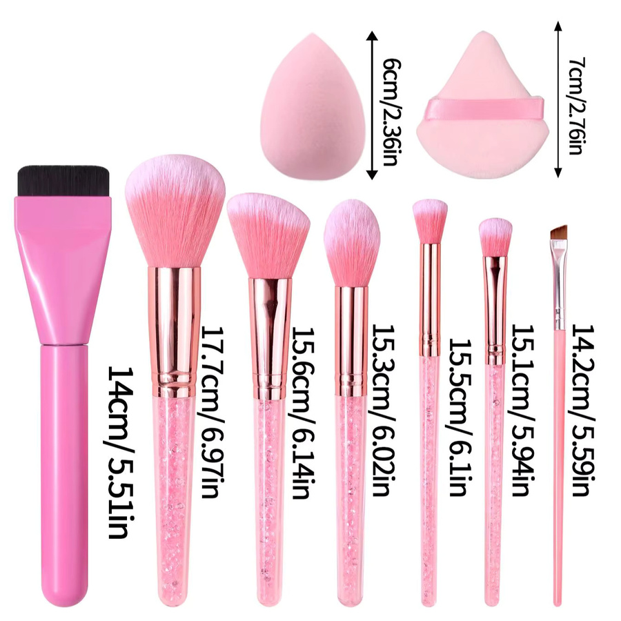 KOSSHOW Make-up-Pinsel-Set, 11-teilig, rosa, transparenter Kunststoffgriff - Bild 2