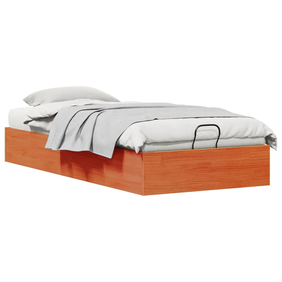 vidaXL Ottoman Bettgestell aus Kiefernholz mit Stauraum, Farbe: Braun, B/T/H: 100 x 200 cm - Bild 2