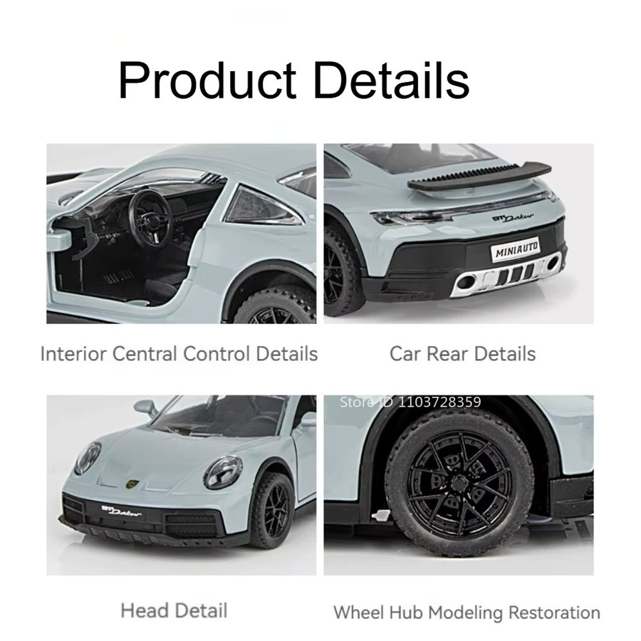 MAKEDA 911 Dakar Modell Sportwagen, 1:32, Metall, Licht und Sound, orange - Bild 1