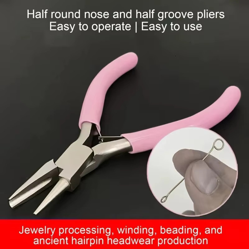 Professionelle runde konkave Zange in Pink für Schmuckherstellung und DIY-Perückenbau, 5 Zoll Mini-Präzisionsdrahtschlingenwerkzeug - Bild 3
