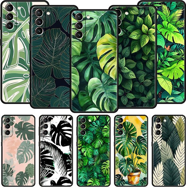 Grüne Handyhülle mit Monstera-Blättern für Samsung Galaxy S25 Edge S24 S23 S22 S21 FE 5G S20 Ultra S10 Plus aus weichem TPU - Bild 1