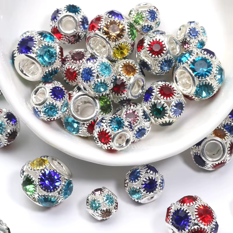 Laudsong Strass-Kristallperlen, runde Metallkugel, 8/10/12/14 mm, Unisex - Bild 5