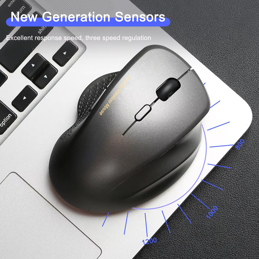 Congdi kabellose 2,4 GHz Computermaus in Grau mit einstellbaren DPI-Stufen und Akku für Notebook und MacBook - Bild 2