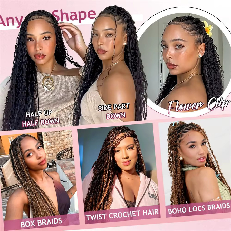 HALOQUEEN HAIR Boho Braids Deep Wave Echthaar, 100g, Unisex - Bild 4