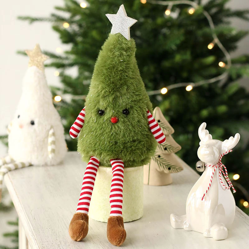 Skandinavische Weihnachtsgnom-Figur aus Textil in Weiß und Mehrfarbig zur Tischdekoration - Bild 4