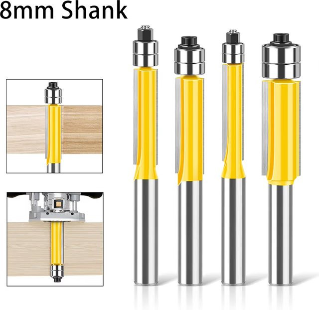 JGZUI Doppellager-Fräser aus Wolframkarbid mit 8mm Schaft für die Holzbearbeitung - Bild 1