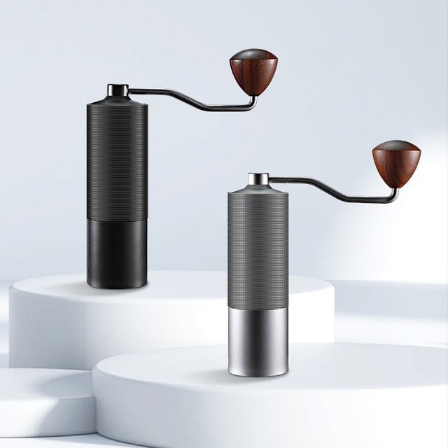 Seven Star Handkurbel-Kaffeemühle aus Aluminiumlegierung mit Stahlkern in Grau - Bild 1