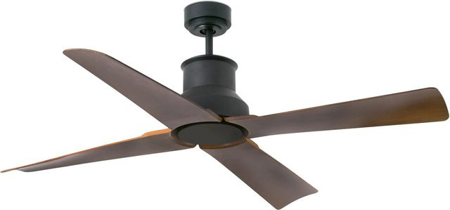 FARO Winche Outdoor Deckenventilator mit Fernbedienung in Schwarz und Brown mit Holz-Elementen, Durchmesser: 130 cm - Bild 1