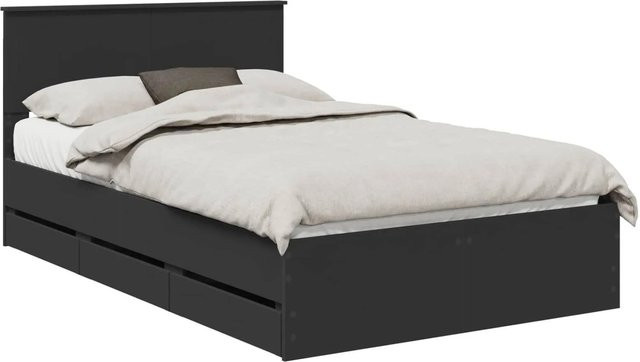 vidaXL Bettrahmen mit Schubladen in Schwarz, modern, aus Holzwerkstoff, B/T/H: 120 x 200 cm - Bild 1