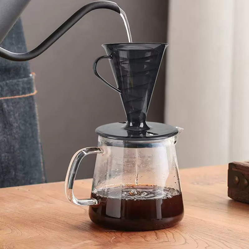Wiederverwendbarer konischer Kaffeefilter von YOWEI mit Spiral-Design aus Kunststoff, Pour-Over Kaffeetrichter in Schwarz oder Transparent - Bild 2