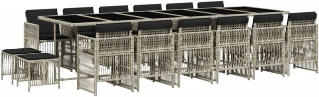 vidaXL 17-tlg Garten-Essgruppe aus Poly Rattan mit Kissen und Hartglas in Anthrazit - Bild 1