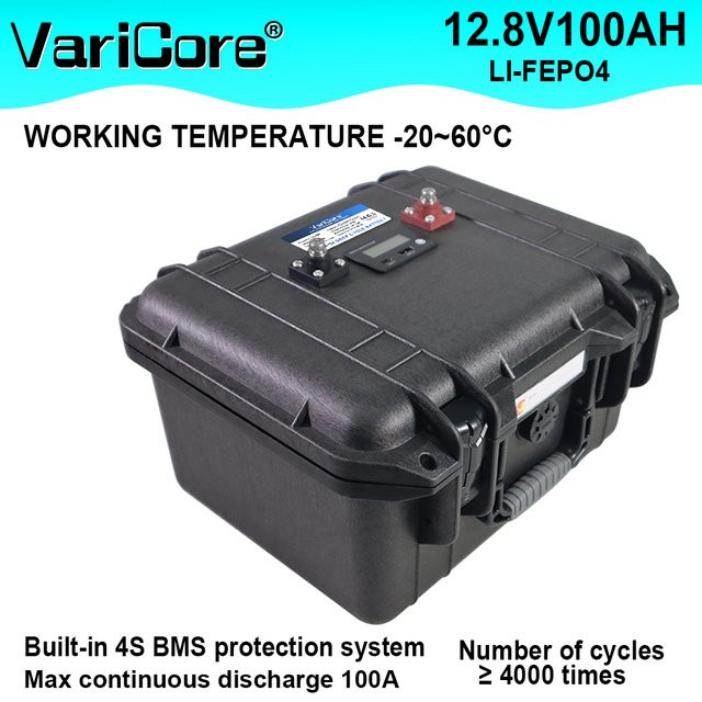 VariCore Tragbarer Koffer-Akku STX LiFePO4 Batterie 12,8V 100Ah in Schwarz mit USB-Ausgang für Golfwagen, Wohnmobile und Marineboote - Bild 1