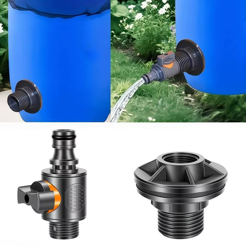 2-teiliges IBC-Tote-Adapter-Set mit Ventil und 1/2 Zoll DN15 PVC-Schlauchadapter in Schwarz für die Gartenbewässerung und Regentonnen-Verbindung - Bild 4