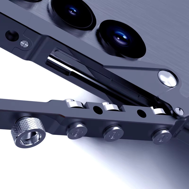 Handgefertigte mechanische Totenkopf Schutzhülle aus Metall-Aluminium für Samsung Galaxy S26 S25 S24 Ultra und FE in Schwarz - Bild 1