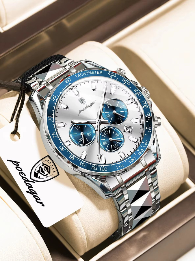 POEDAGAR Chronograph, Quarzuhr, Edelstahl, Bicolor, Herren - Bild 7