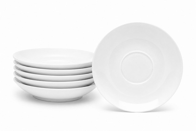 van Well Jumbo-Untertassen New York aus Porzellan, Weiß, 6er Pack, Durchmesser: 17,5 cm, Höhe: 2,5 cm - Bild 1