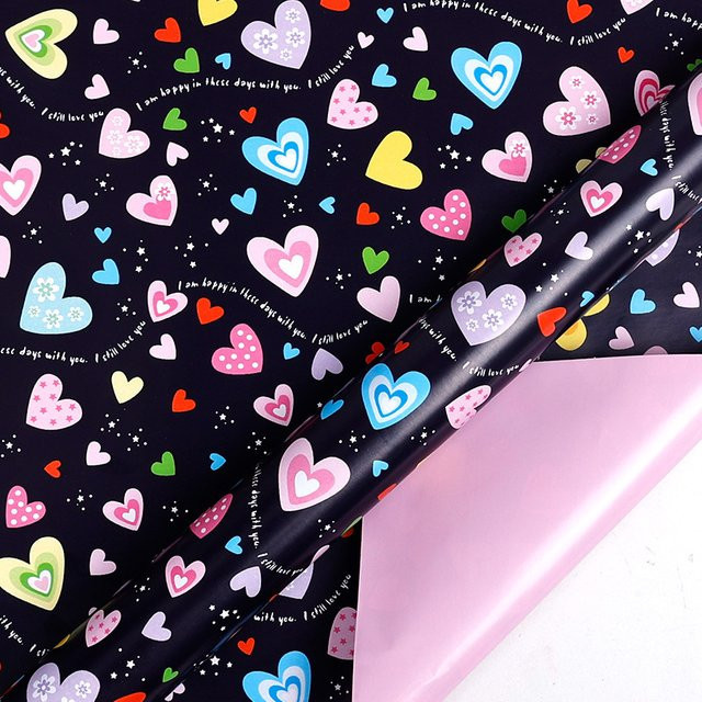 Elegantes Geschenkpapier in Multicolour für Valentinstag, Geburtstag, Hochzeit und Jahrestag, Breite: 43,18 cm, Länge: 299,72 cm - Bild 1