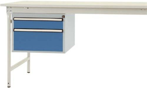 Manuflex ZB4552.5007 Gehäuse-Unterbau stationär in Blau und Weiß mit 2 Schubfächern und Nutzhöhe 300 mm für Tischtiefe 800 mm - Bild 1