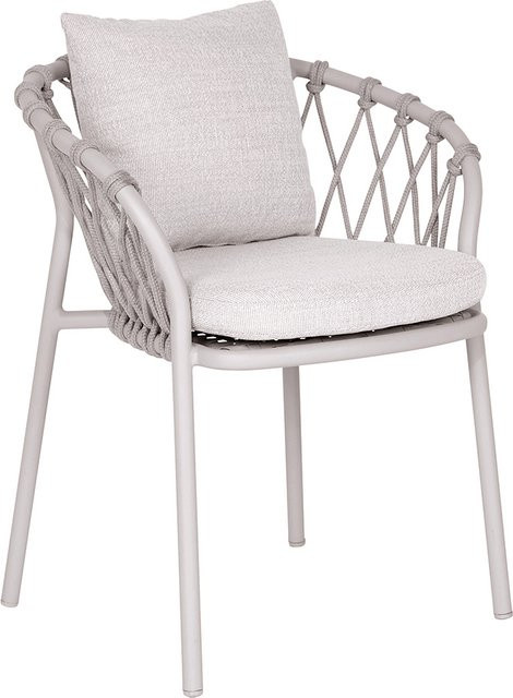 Stern Sessel Klea Aluminium in Greige mit Kordel und passendem Kissenset in Vanilla - Bild 1